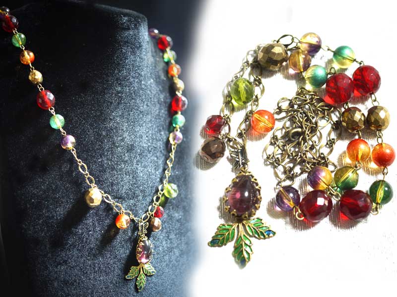 MU35NUS　エナメル葉と果実のネックレス