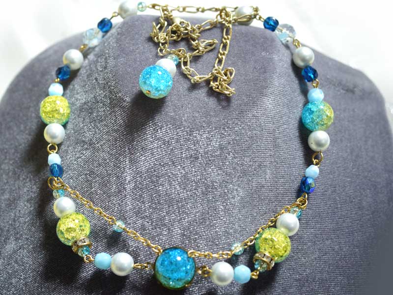 MU39NUS　クラックルビーズのネックレス