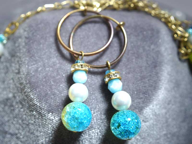 MU39NUS　クラックルビーズのネックレス