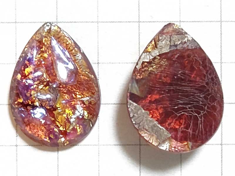 RT226JJ　１５×１１　ドロップカボ　ルビーオパール