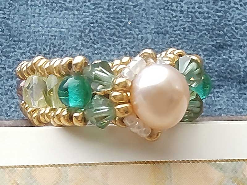 URP001C　ビーズリング　淡水パール